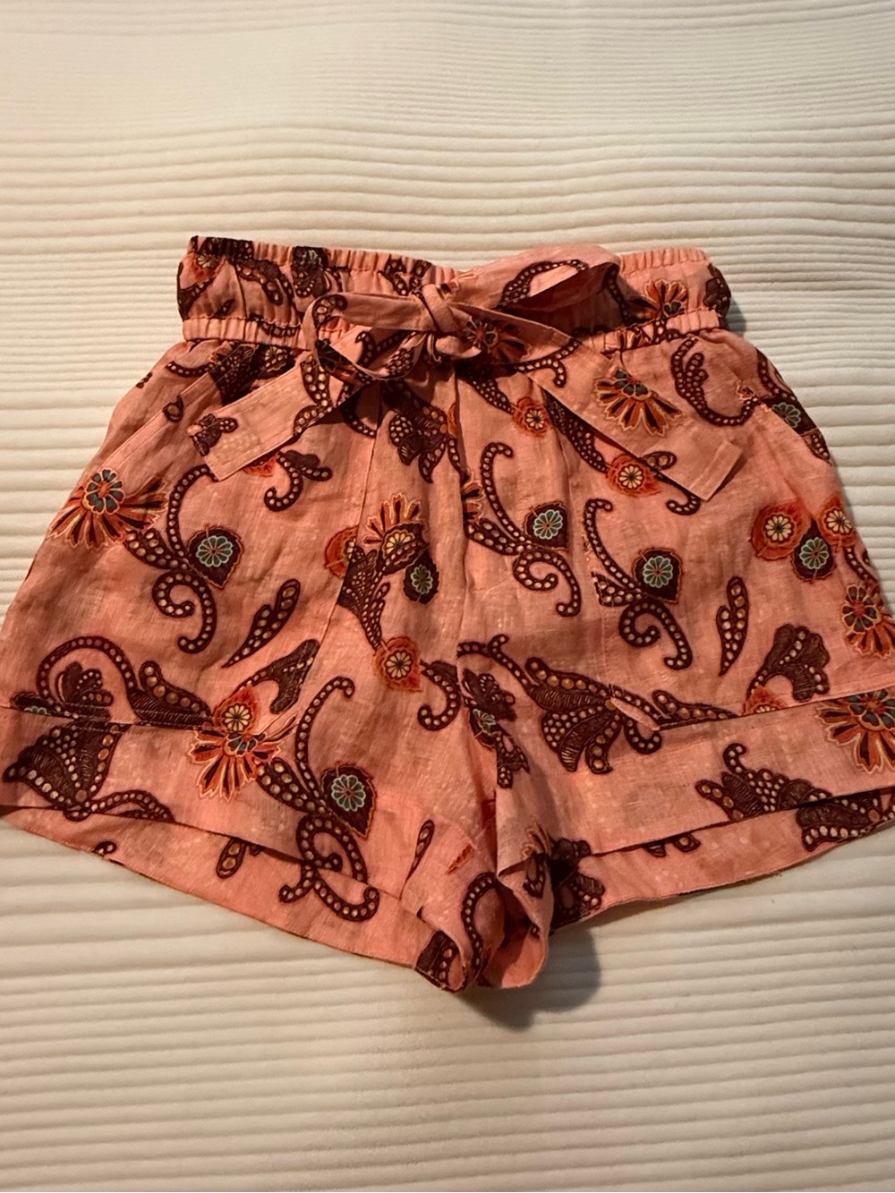 A.L.C. Barrett Printed Linen Paisley High Waist Shorts Size 00